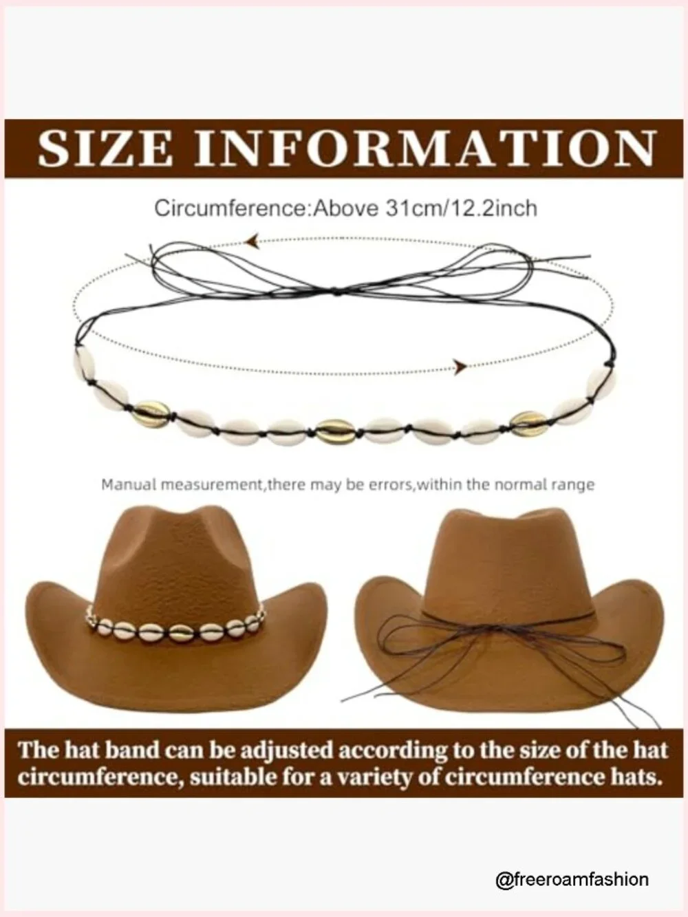Leather Hatband Braided Hemp Rope Cowboy Hat Bands Belt Cowgirl Fedora